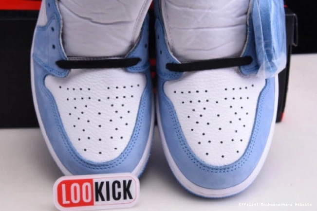 Official Maikesneakers WHITE RETRO HIGH BLACK AIR BLUE 1 UNIVERSITY 555088-134 JORDAN 0805